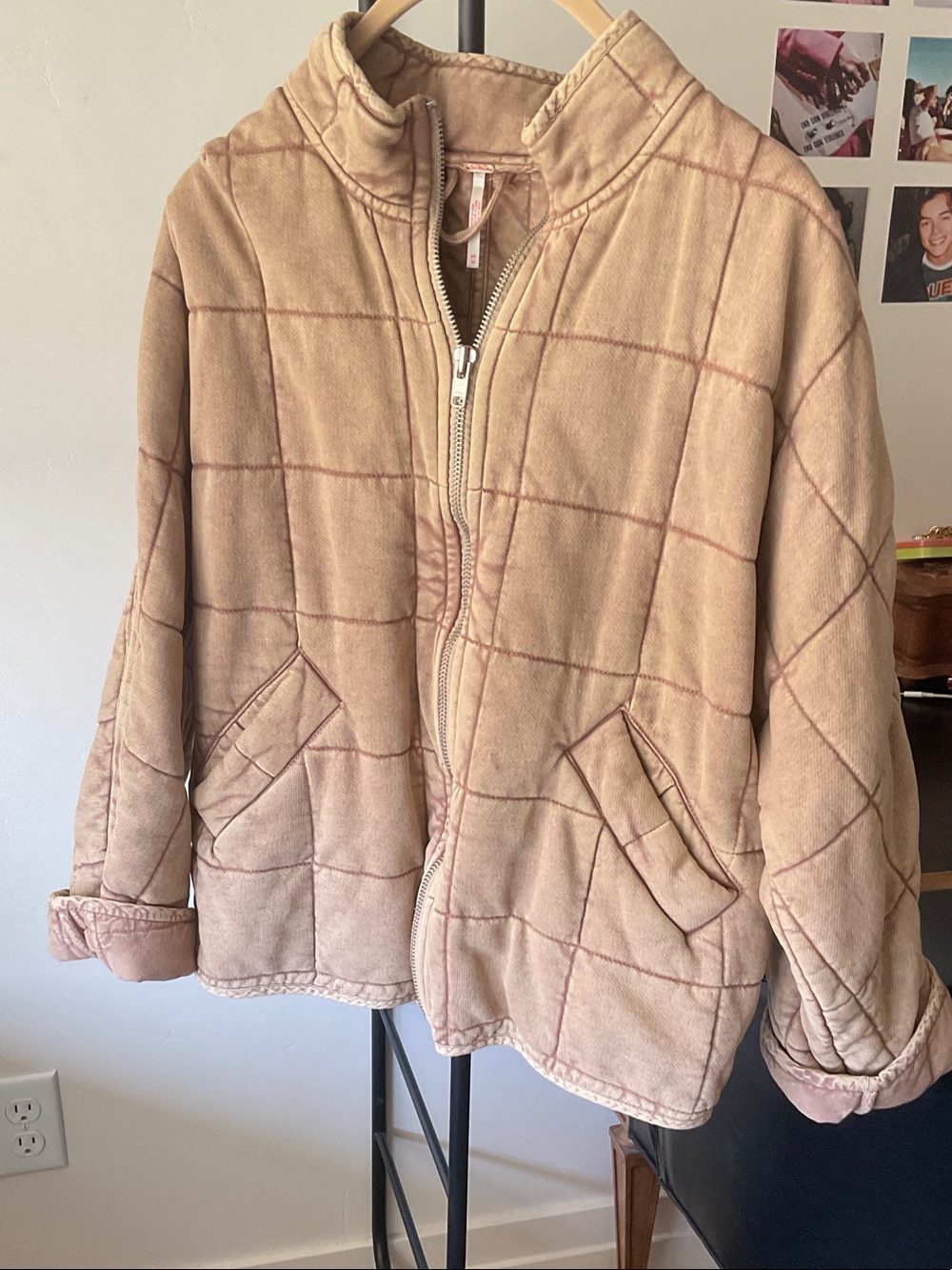 Free People Blush Quilted Zip Puffer Jacket